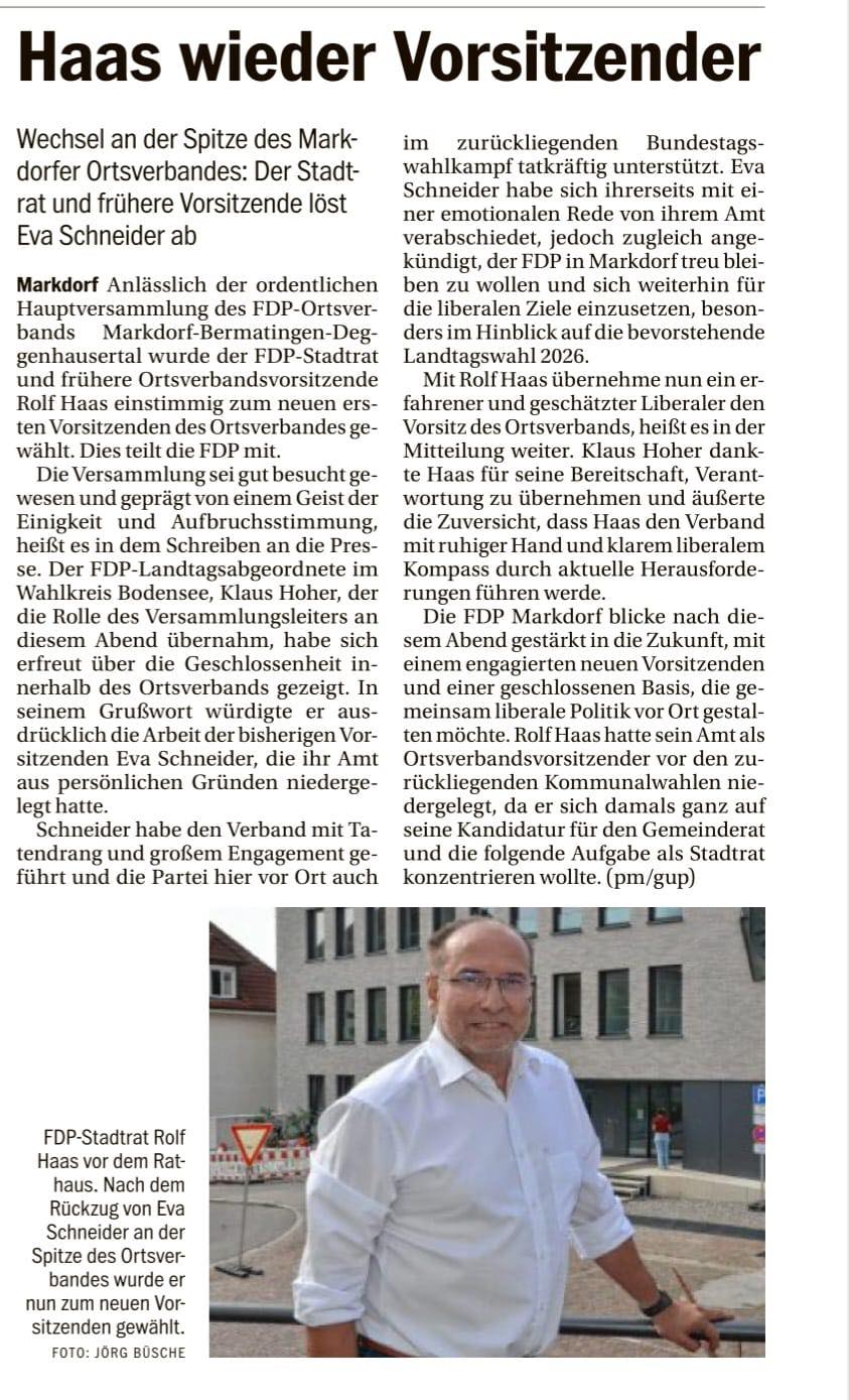 Neuer erster Vorsitzender